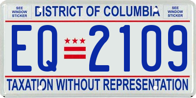 DC license plate EQ2109