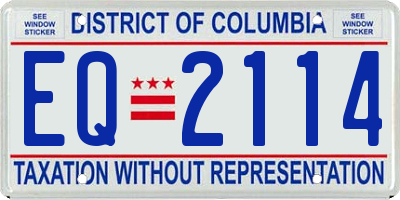 DC license plate EQ2114
