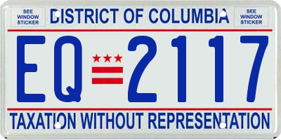 DC license plate EQ2117