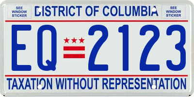 DC license plate EQ2123