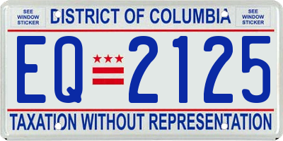 DC license plate EQ2125