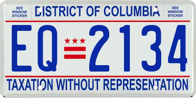 DC license plate EQ2134