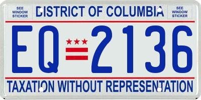 DC license plate EQ2136