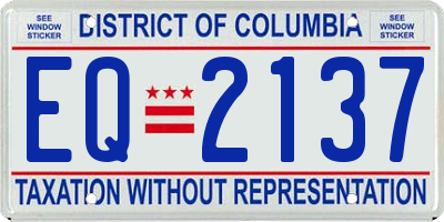 DC license plate EQ2137