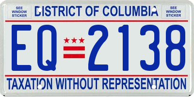 DC license plate EQ2138