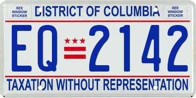DC license plate EQ2142