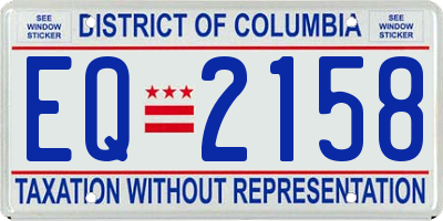 DC license plate EQ2158