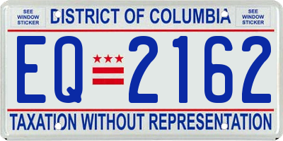 DC license plate EQ2162