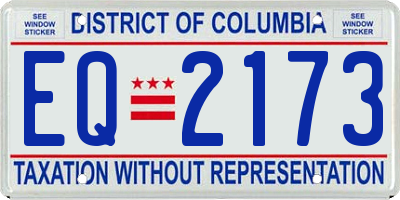 DC license plate EQ2173