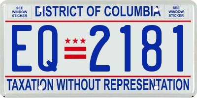 DC license plate EQ2181