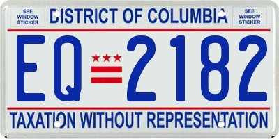 DC license plate EQ2182