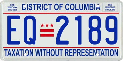 DC license plate EQ2189