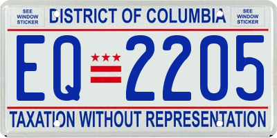 DC license plate EQ2205