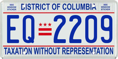 DC license plate EQ2209