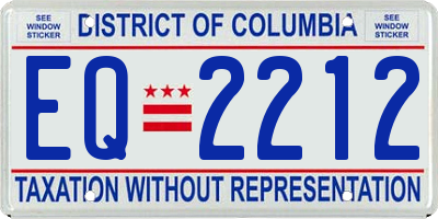 DC license plate EQ2212