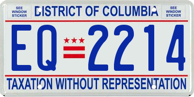 DC license plate EQ2214
