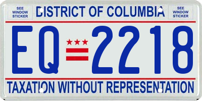 DC license plate EQ2218