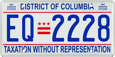 DC license plate EQ2228