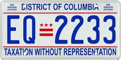 DC license plate EQ2233