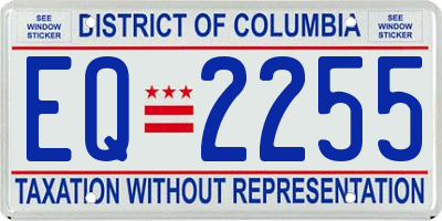 DC license plate EQ2255