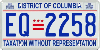 DC license plate EQ2258