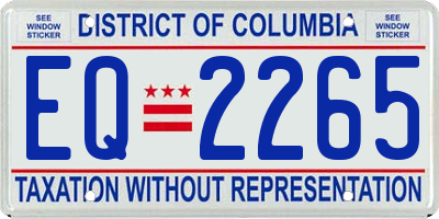 DC license plate EQ2265