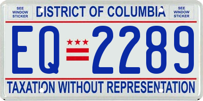 DC license plate EQ2289