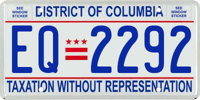 DC license plate EQ2292