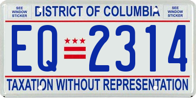 DC license plate EQ2314