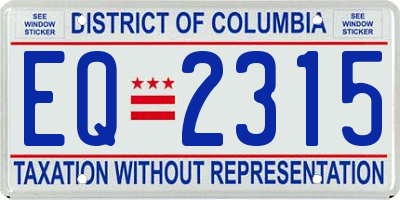 DC license plate EQ2315