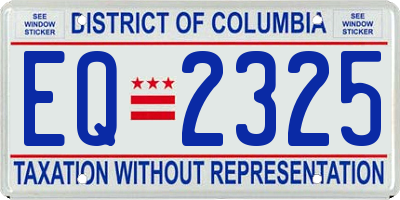 DC license plate EQ2325