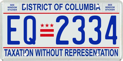 DC license plate EQ2334