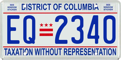 DC license plate EQ2340