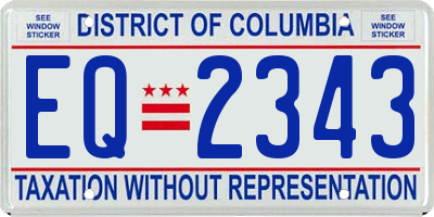 DC license plate EQ2343