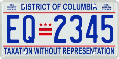 DC license plate EQ2345