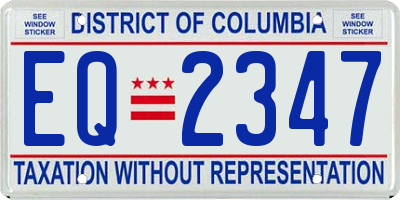 DC license plate EQ2347