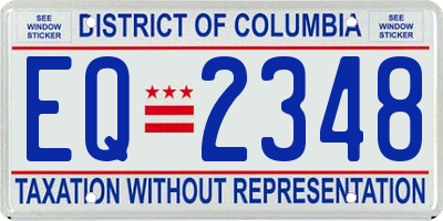 DC license plate EQ2348