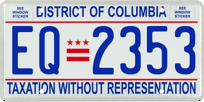 DC license plate EQ2353