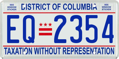 DC license plate EQ2354