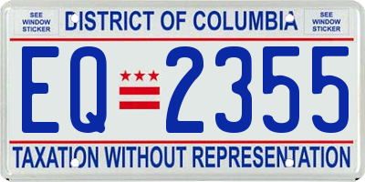 DC license plate EQ2355