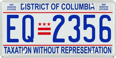 DC license plate EQ2356