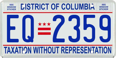 DC license plate EQ2359
