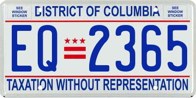 DC license plate EQ2365