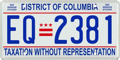 DC license plate EQ2381