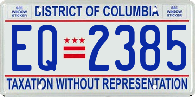 DC license plate EQ2385