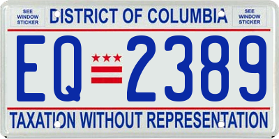 DC license plate EQ2389