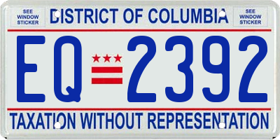 DC license plate EQ2392