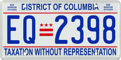 DC license plate EQ2398