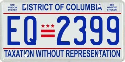 DC license plate EQ2399