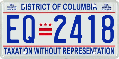 DC license plate EQ2418